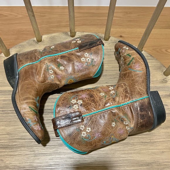 Smoky Mountain Florence Snip Toe Boots Leather & Floral Embroidery Girl's Sz. 2 - Picture 8 of 11